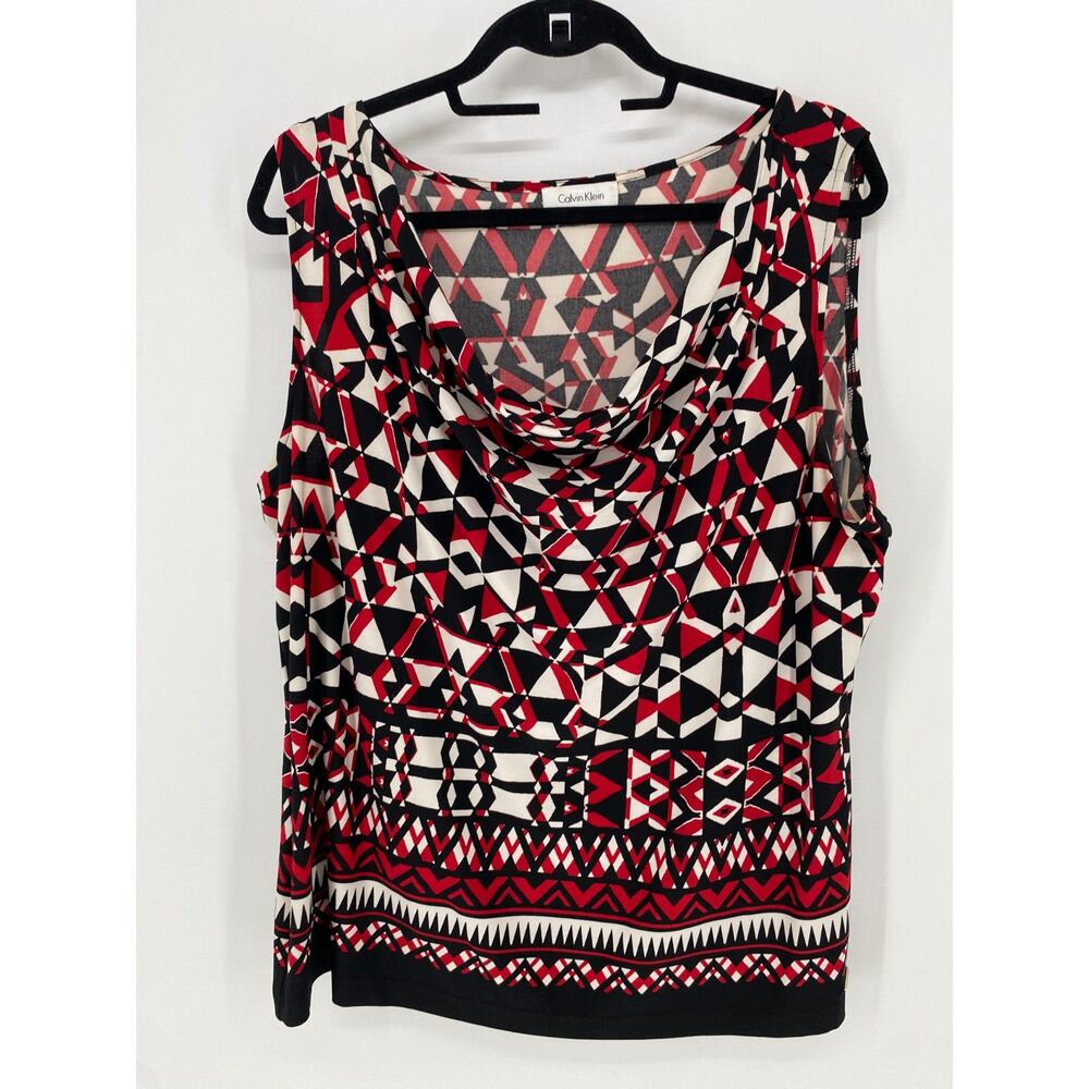 Calvin Klein Women's Geometric Cowl Neck Sleeveless Shirt size 1X